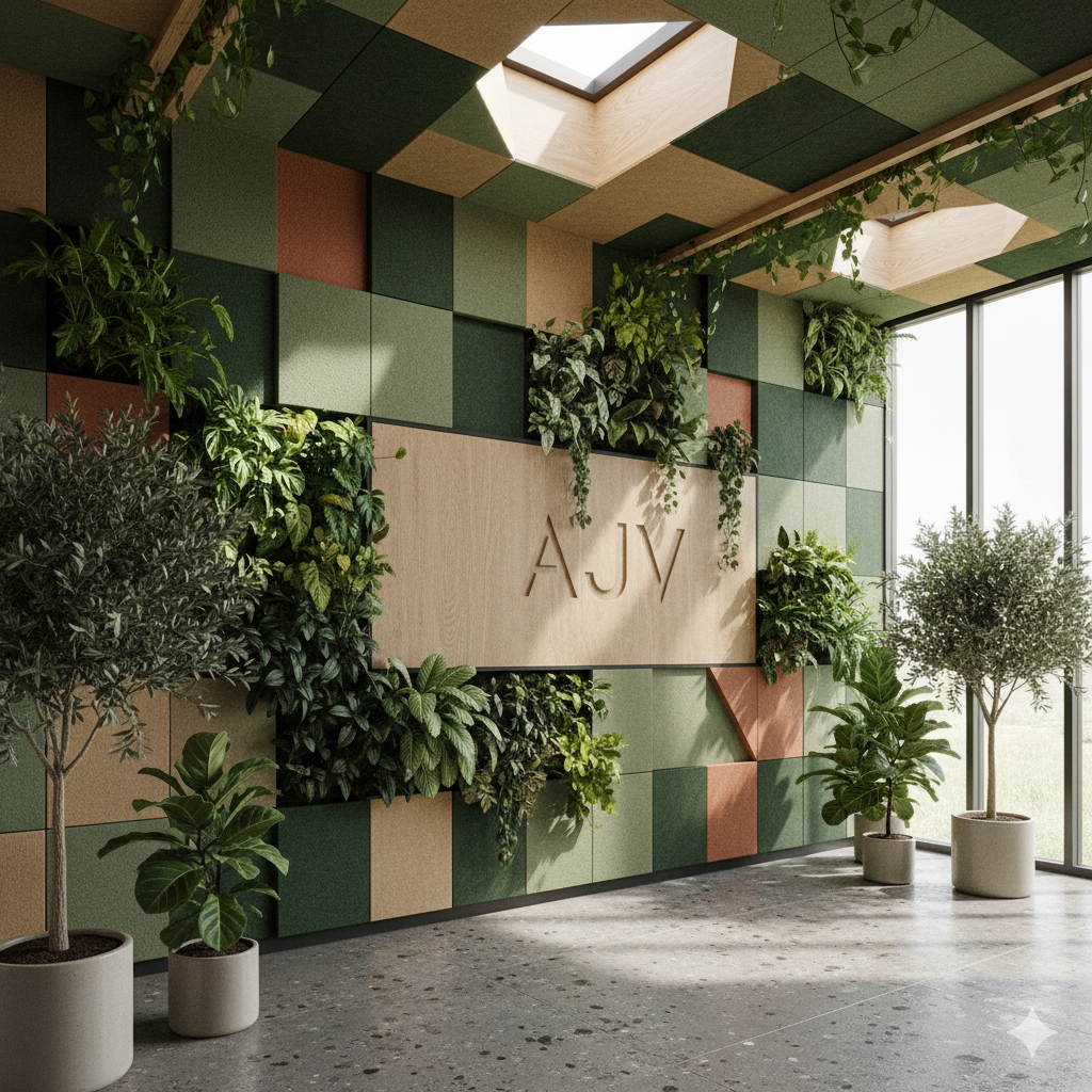 طراحی معماری سبز با پنل‌های آکوستیک قابل بازیافت AJV